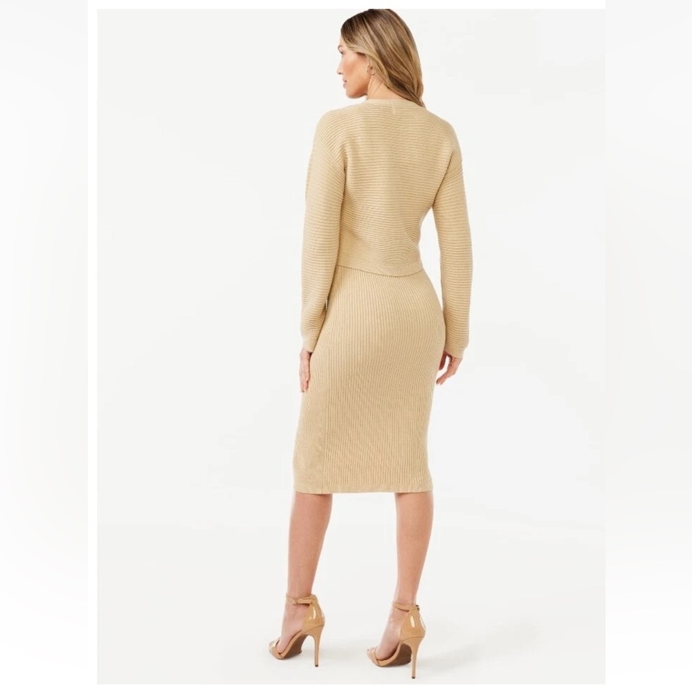 NWT Sofia Vergara beige sweater dress and cardigan set, size L - Picture 3 of 16